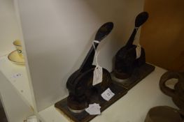 Two cast iron office stamps.