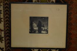 Gertrude Martin Hodges, an etching of The Deposition of Christ, framed and glazed together with a