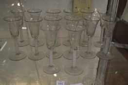 A good matched set of fourteen 19th century wine or cordial glasses, possible Continental, the