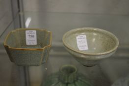 Two small Chinese crackle glazed bowls.