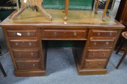 Victorian walnut twin pedestal desk.