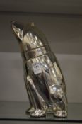A silver plated reproduction polar bear cocktail shaker.