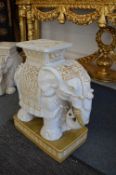 A large Chinese elephant pottery seat.