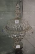 Cut glass pedestal bowl and cover.