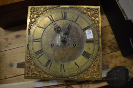 An 18th century eight day clock movement, brass dial signed James Douglas Chertsey, with pendulum.
