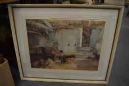 William Russell Flint, female figures in an interior, colour print, pencil signed and three other