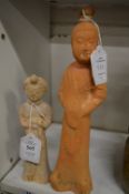 Two Chinese terracotta figures.