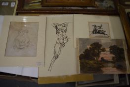 Attributed to Francis Grant, a huntsman on a lively horse, ink and wash together with three other