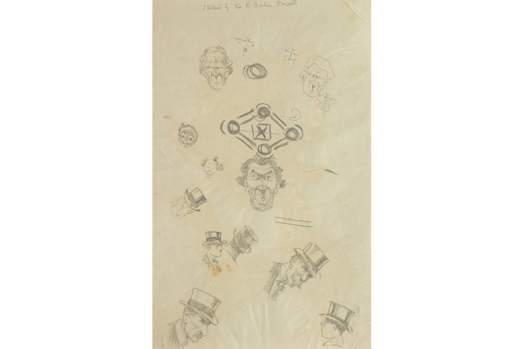 Attributed to Robert Paden-Powell (1857-1941) British, Head studies, pencil, inscribed, 8" x 5. - Image 1 of 3