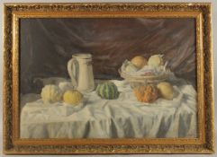 GEORGE WEISSBORT (1928 - 2013). Still Life. A mug and fruits on a white cloth. Signed and dated '76,