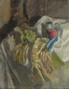 GEORGE WEISSBORT (1928 - 2013). Still Life. A pewter mug, apple and grapes. Unframed, canvas on