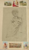19th Century English School, A study of a woman, seated with a mop and bucket, pencil, 13.25