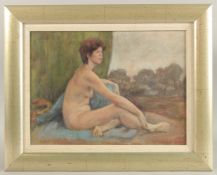 GEORGE WEISSBORT (1928 - 2013). A nude in a landscape. Signed and dated 1976. Board. 11