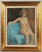 GEORGE WEISSBORT (1928 - 2013). A seated nude. Signed and dated '75. Board. 15