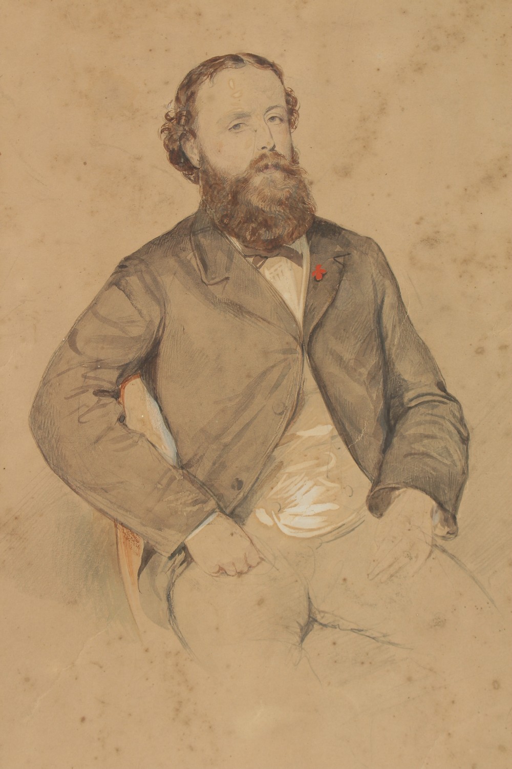 Circle of William Carpenter (19th Century) British, A study of a seated gentleman, watercolour, 19. - Image 2 of 2