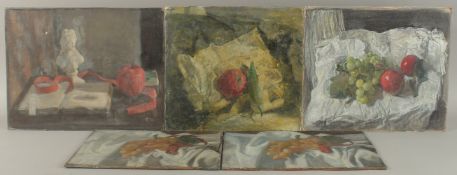 GEORGE WEISSBORT (1928 - 2013). Still Life. Bust, apple and book. Unframed, board. 10