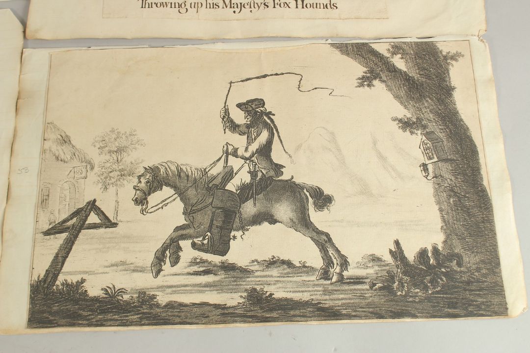 Early 19th Century English School. "Throwing Up His Majesty's Fox Hounds", Watercolour and ink, - Image 6 of 6