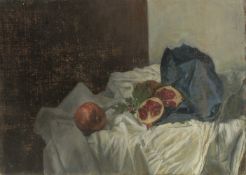 GEORGE WEISSBORT (1928 - 2013). Still Life. Pomegranate, tomatoes and cabbage. Unframed, board.