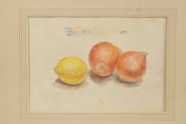 GEORGE WEISSBORT (1928 - 2013). A lemon and two onions. Watercolour, signed and dated 1959. 7.5