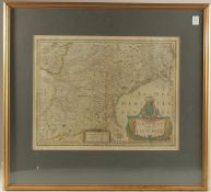 La Partie Meridionale du Languedoc, a hand-coloured 17th Century map, Janssonius, 16