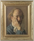 GEORGE WEISSBORT (1928 - 2013). Artist with hand on face. Signed. Board. 13