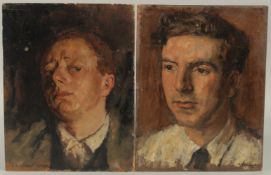 GEORGE WEISSBORT (1928 - 2013). Two Portrait head and shoulders of men. Unframed, board. 11