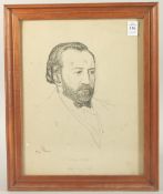 Powys Arthur Evans (1899-1901), a study of Sir Henry Wood, ink, signed, 13.5