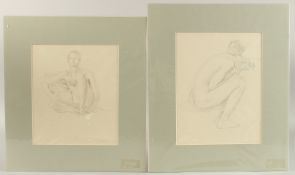 GEORGE WEISSBORT (1928 - 2013). Two seated nudes, male and female. Unframed, pencil. Signed and