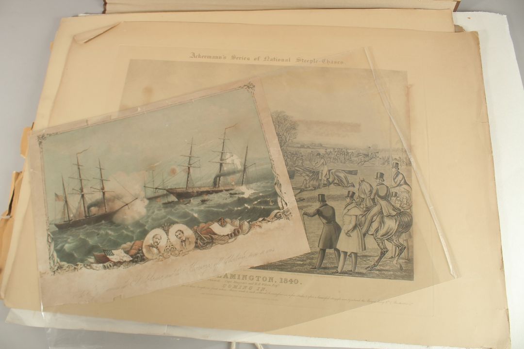 A FOLDER OFSPORTING PRINTS AND WATERCOLOURS (10). - Image 1 of 9