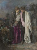 GEORGE WEISSBORT (1928 - 2013). Two figures in a landscape. Unframed, canvas on board. 24