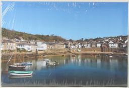 DORA BERTOLUTTI HOWARD (b. 1957). A view of Mousehole Harbour, canvas print. 15.75