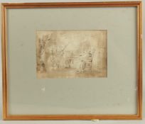 GEORGE WEISSBORT (1928 - 2013). Interior pen and ink drawing, old man in a chair. Signed. 5.5