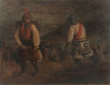 GEORGE WEISSBORT (1928 - 2013). A pair of Japanese fighting warriors. Unframed, board. 17