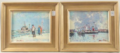 GEOFFREY CHATTEN (b. 1938) ENGLISH. The Waverley and The Dredger, oil on board. Signed. 8