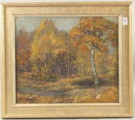 P. RANDLE. Woodland landscape. Signed, oil on panel. 15