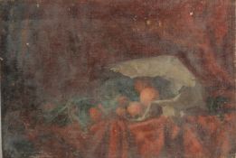 GEORGE WEISSBORT (1928 - 2013). Still life. Various fruit in a white cloth. Unframed, canvas on