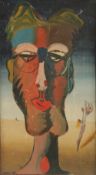 GORDON BIRD (20TH CENTURY). A surrealist head study of a male figure, oil on canvas laid down.
