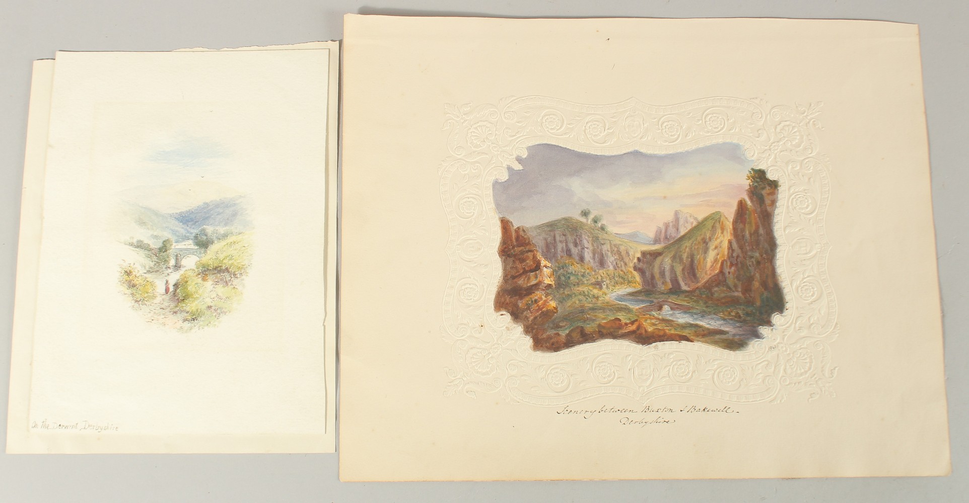 19th Century English School, 'On the Derwent, Derbyshire', watercolour, inscribed, oval, 4" x 3", (