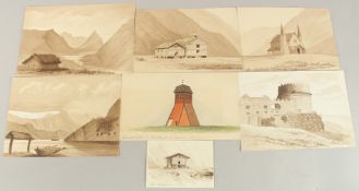 Scandinavian Scenes. Watercolours (7). Unframed 7