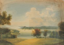 19th Century Irish School, An extensive landscape with water, inscription verso Cork .......,