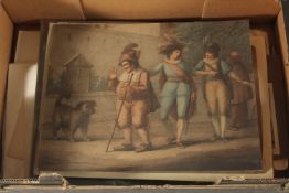 A FOLDER OF VARIOUS PRINTS AND WATERCOLOURS (20+).