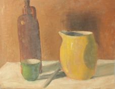 GEORGE WEISSBORT (1928 - 2013). A yellow jug and bottle. Signed and dated December 19, 1971. On