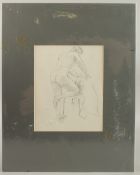 GEORGE WEISSBORT (1928 - 2013). Female nude, knee on chair. Pencil. 10