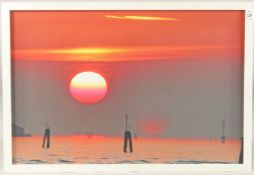 DORA BERTOLUTTI HOWARD (b. 1957). A sea view at sunset, canvas print. 15.75