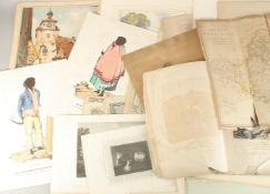 A FOLIO OF FORTY VARIOUS PRINTS AND WATERCOLOURS.