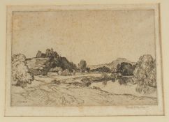 Leonard Russell Squirrell (1893-1979), a river view, etching, signed in pencil, plate size 6.5