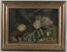 GEORGE WEISSBORT (1928 - 2013). Still Life. Peonies. Signed and dated 2010, canvas on board. 12.5