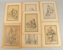 Thomas Barker of Bath, a group of 6 pen lithos of figural subjects, early 19th century, each 9.5