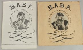 Circa 1960, a depiction of a middle aged man beneath the inscription 'Founder Member of the