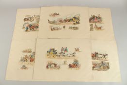 19th Century English School. Six vignette coaching scenes, prints, all titled 